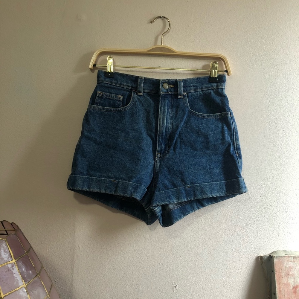 american apparel cuffed denim shorts